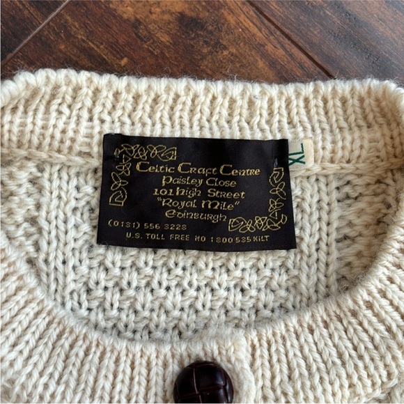 Vintage Wool Aran Sweater Cardigan Cream - Picture 2 of 16